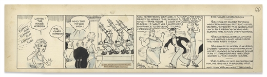 Chic Young Hand-Drawn Blondie Comic Strip From 1931 Titled On Your Mark -- Preparing to Meet the King